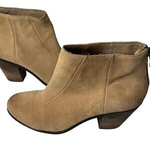 Vince Camuto Leather Booties Womens 9.5 Tan Graysen Distressed Suede Ankle Boho